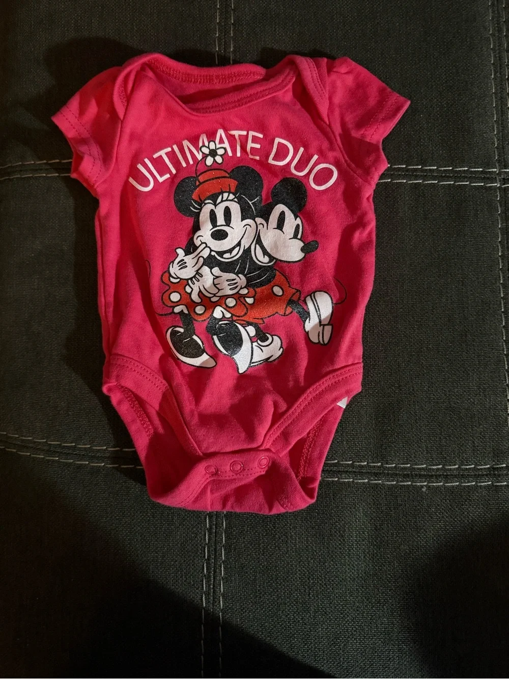 Disney Minnie Mouse Coral & Hot Pink Baby One-Piece Bodysuits Set